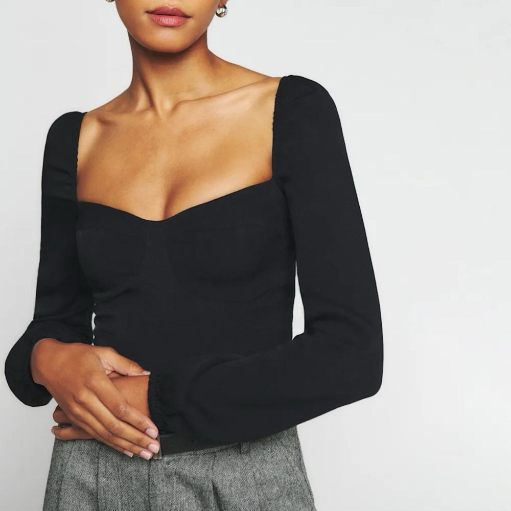 Reformation Black Long Sleeve Blouse
